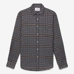 Portuguese Flannel Abstract POW Plaid Flannel Shirt - Grey