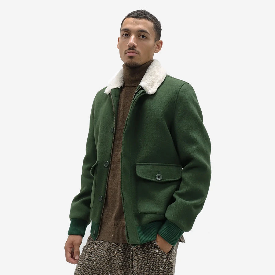 Far Afield Cupar Classic Flight Jacket - Double Twill Green - Image 5