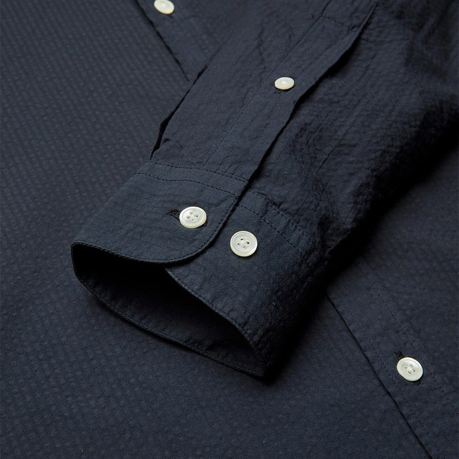 Portuguese Flannel Atlantico Seersucker Long-Sleeve Shirt - Navy - Image 3