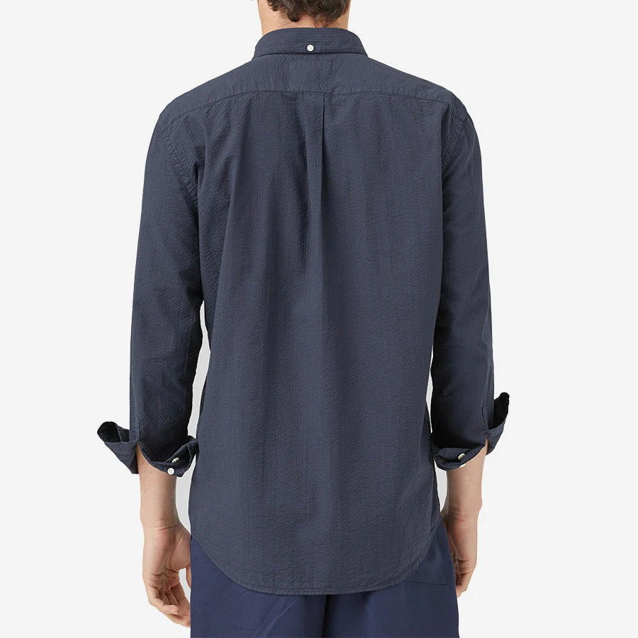 Portuguese Flannel Atlantico Seersucker Long-Sleeve Shirt - Navy - Image 5