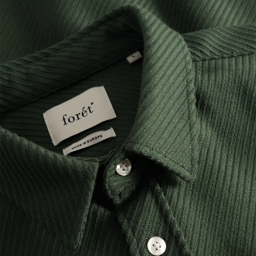 Foret Barley Heavy Twill Overshirt - Dark Green - Image 2