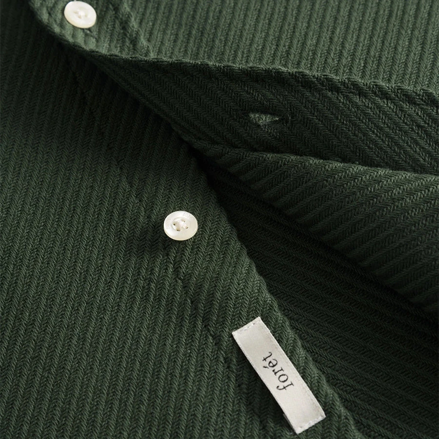 Foret Barley Heavy Twill Overshirt - Dark Green - Image 3