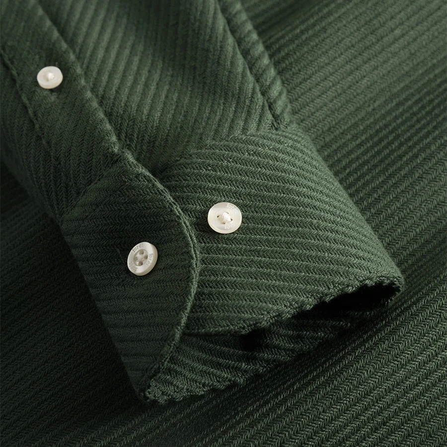Foret Barley Heavy Twill Overshirt - Dark Green - Image 4