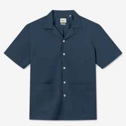 Foret Bocchia Short-Sleeve Vacation Shirt - Navy
