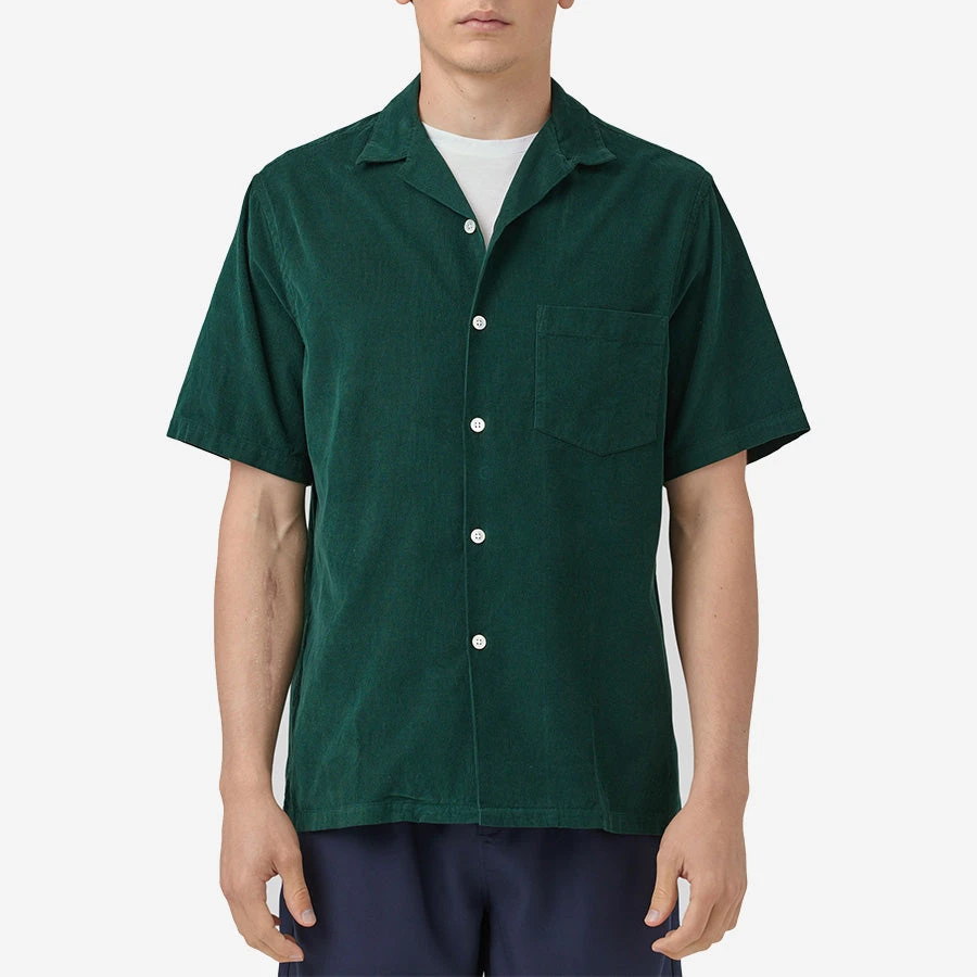 Portuguese Flannel Cord Short-Sleeve Vacation Shirt - Green - Image 4