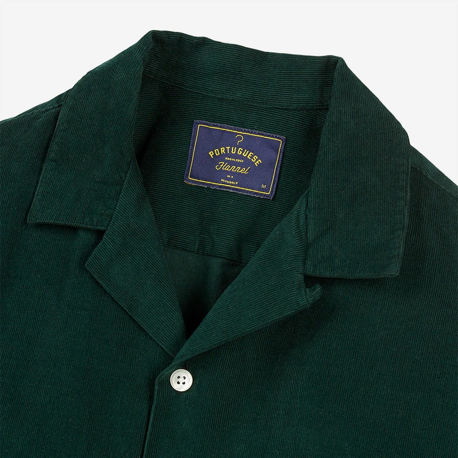 Portuguese Flannel Cord Short-Sleeve Vacation Shirt - Green - Image 2