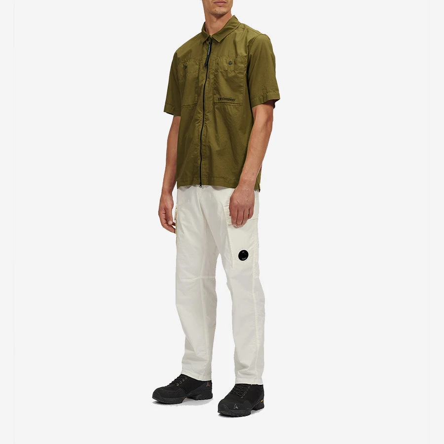 CP COMPANY Cotton Rip-Stop Zipped Shirt - Bronze Green - Image 3
