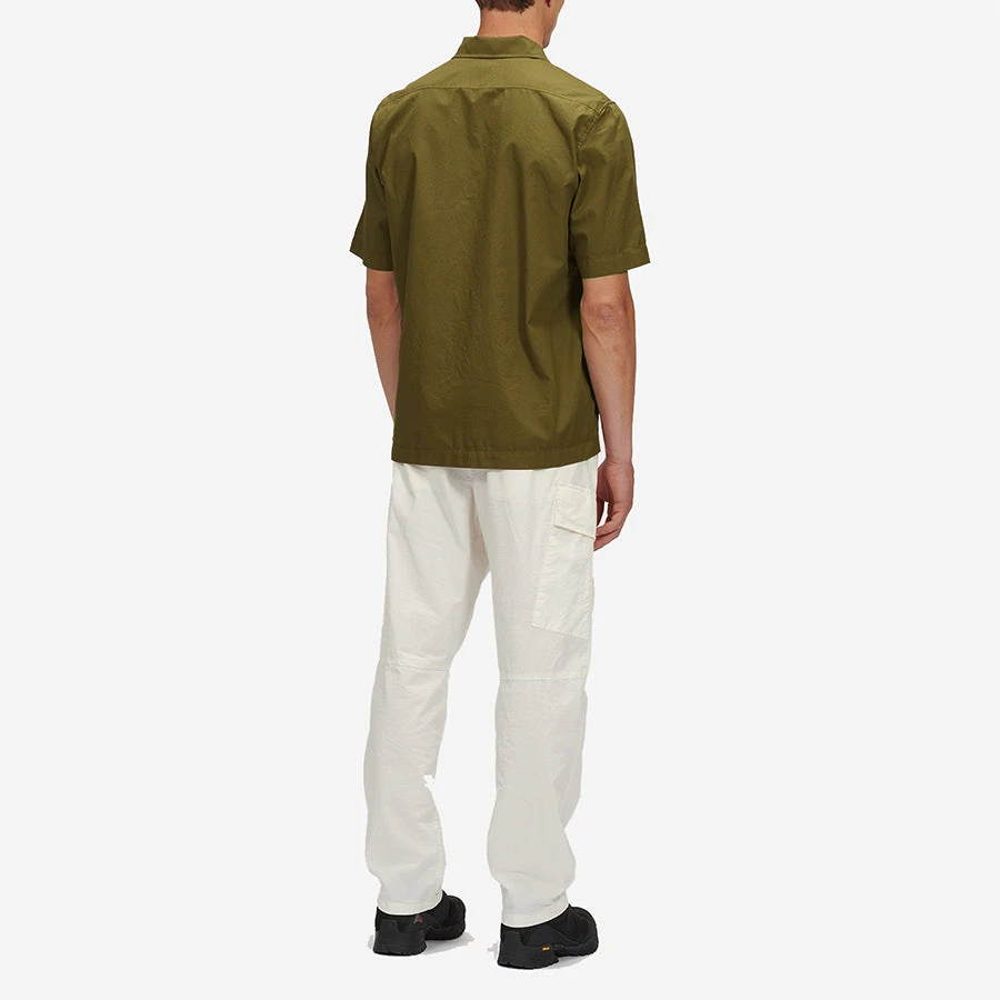 CP COMPANY Cotton Rip-Stop Zipped Shirt - Bronze Green - Image 4