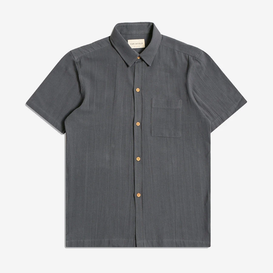 Far Afield Costa Seersucker S/S Shirt - Blue Night