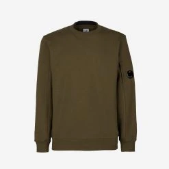 CP COMPANY Diagonal Raised Fleece Back Logo Sweatshirt - Ivy Green