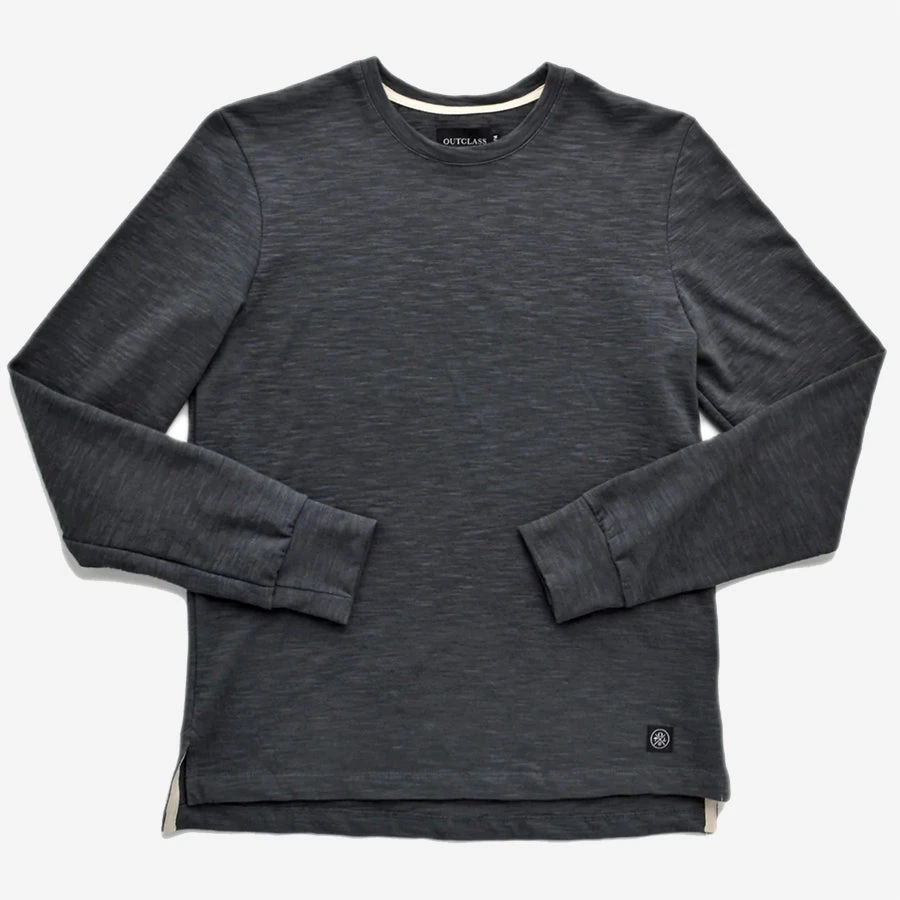 Outclass Attire Double Slub Long-Sleeve T-Shirt - Ash Charcoal