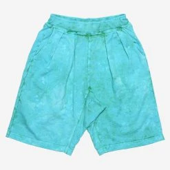 Monitaly French Terry Pleated Shorts - Tie Dye Green + Mineral