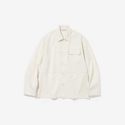 Uniform Bridge P44 Herringbone Twill Over Shirt - Cream