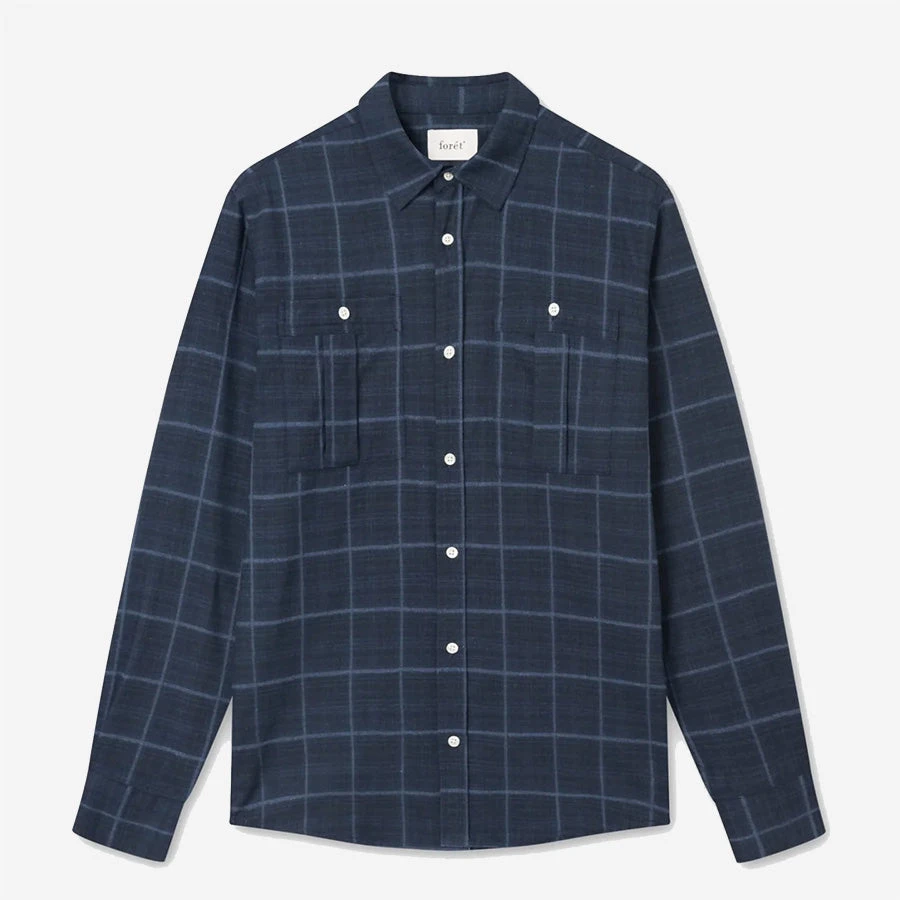 Foret Hush Shirt - Navy Windowpane