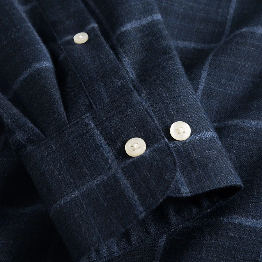 Foret Hush Shirt - Navy Windowpane - Image 4