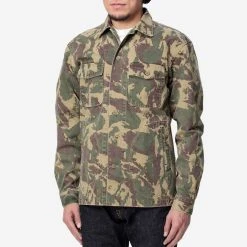 Momotaro Herringbone Waist Pocket Overshirt - Camouflage