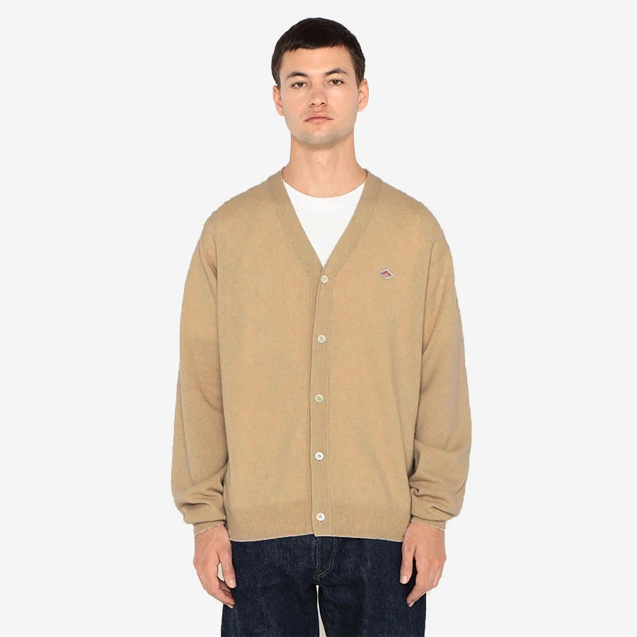 Danton Lambswool V-Neck Knit Cardigan - Camel