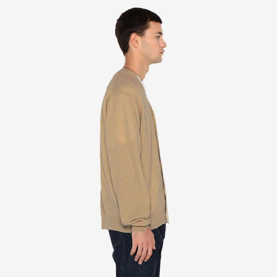 Danton Lambswool V-Neck Knit Cardigan - Camel - Image 3