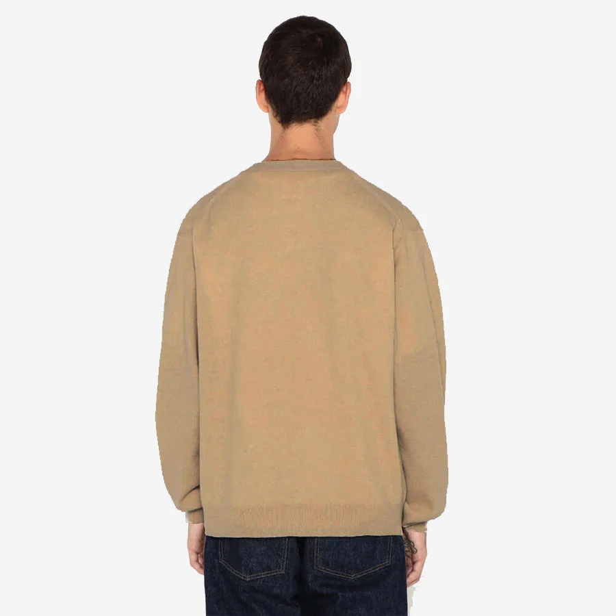 Danton Lambswool V-Neck Knit Cardigan - Camel - Image 5