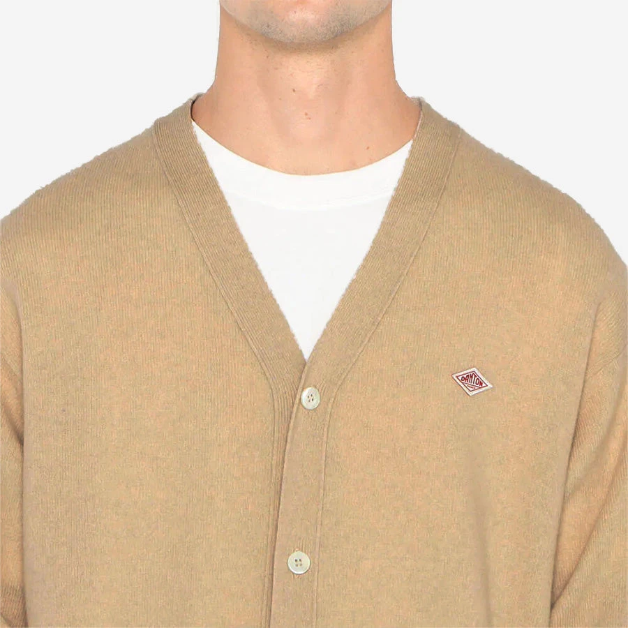 Danton Lambswool V-Neck Knit Cardigan - Camel - Image 6