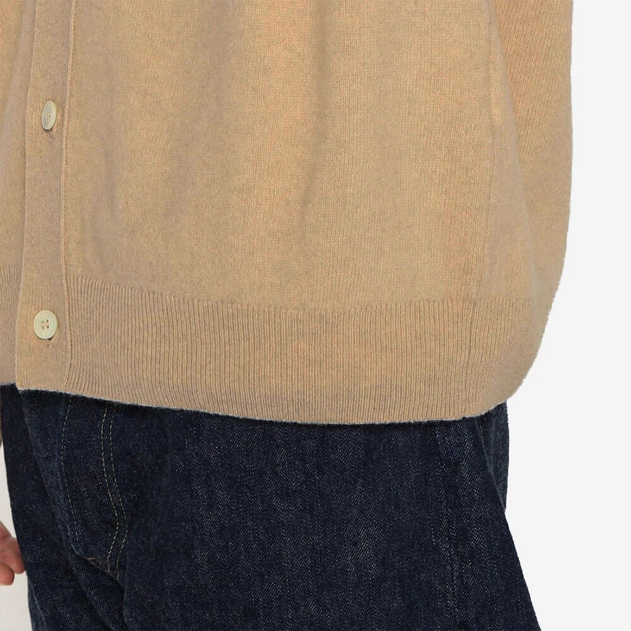 Danton Lambswool V-Neck Knit Cardigan - Camel - Image 8
