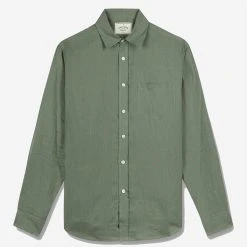 Portuguese Flannel Linen Long-Sleeve Shirt - Dry Green