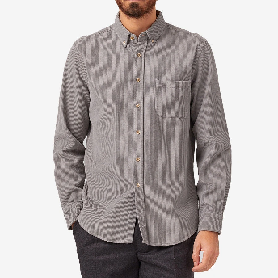 Portuguese Flannel Lobo Corduroy Shirt - Grey - Image 4