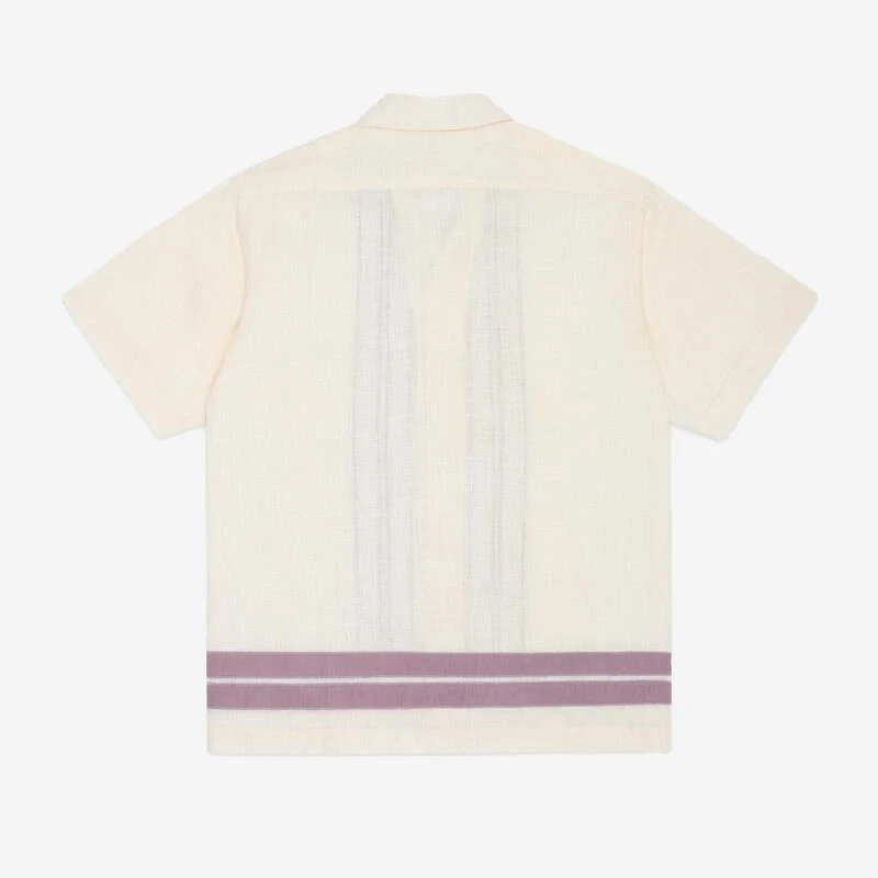 3sixteen Leisure S/S Shirt - Natural/Mauve Border Stripe Applique - Image 2