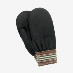 Raber Lined "Garbage" Leather Mitts - Black