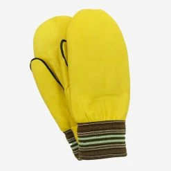 Raber Lined "Garbage" Leather Mitts - Cream