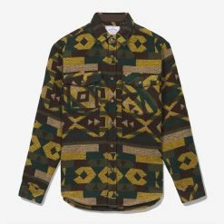 Portuguese Flannel Morpheus Abstract Wool Overshirt - Brown