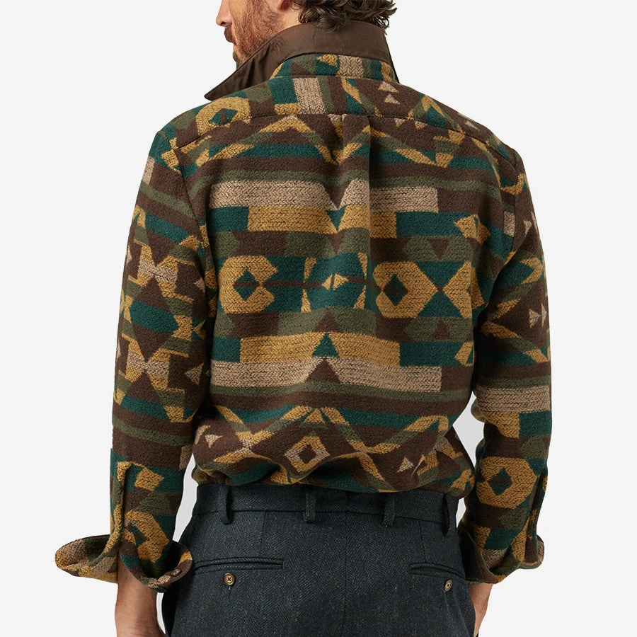 Portuguese Flannel Morpheus Abstract Wool Overshirt - Brown - Image 4