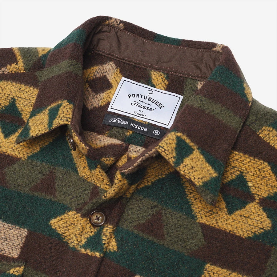 Portuguese Flannel Morpheus Abstract Wool Overshirt - Brown - Image 2