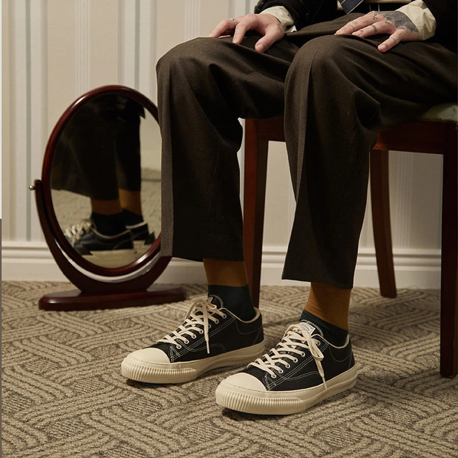 CATCH BALL Military Standard Leather Low Sneaker - Black - Image 5