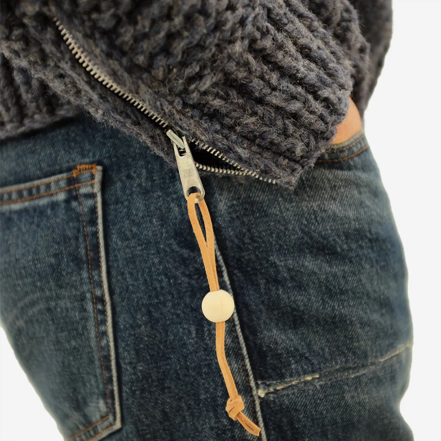 FAIZ T.S. Moto Zip Wool Knit Cowichan Sweater - Charcoal Grey - Image 7