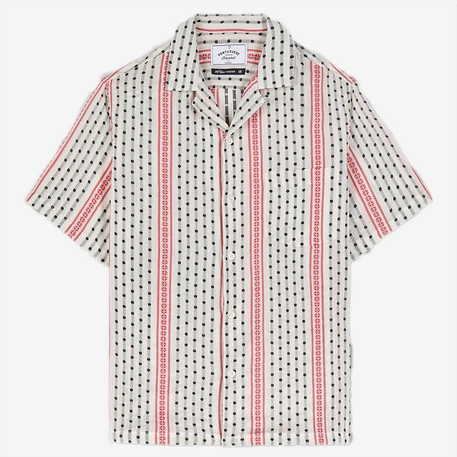 Portuguese Flannel Orto Short-Sleeve Vacation Shirt - White/Red