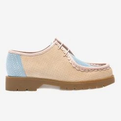 KLEMAN Padror V Dots Suede Tyrolean Shoes - Beige/Sky/Pink