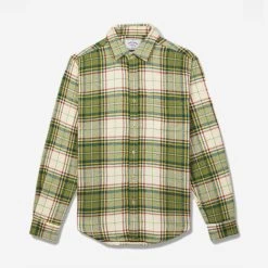 Portuguese Flannel Portlad Check Plaid Flannel Shirt - Green/Ecru
