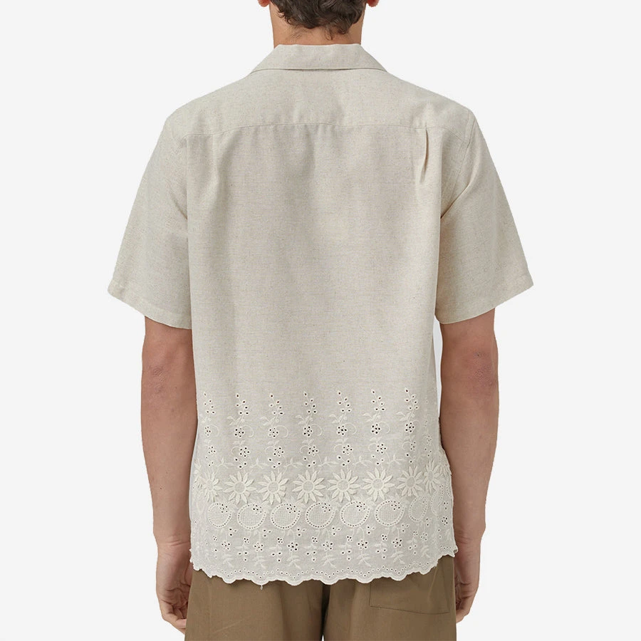 Portuguese Flannel Raw Flower Embroidery Short-Sleeve Vacation Shirt - Natural - Image 5