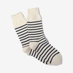 Anonymous Ism Re-Cotton Stripe Crew Socks - Navy