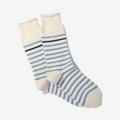 Anonymous Ism Re-Cotton Stripe Crew Socks - Sax Blue
