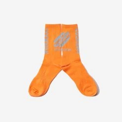 Cookman Rib Crew Socks - Orange Hot Dog Reflector