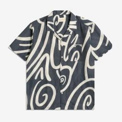 Far Afield Selleck Swirls Print Vacation Shirt - Blue Night