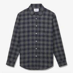 Portuguese Flannel Trinity Micro Check Flannel Shirt - Blue/Grey