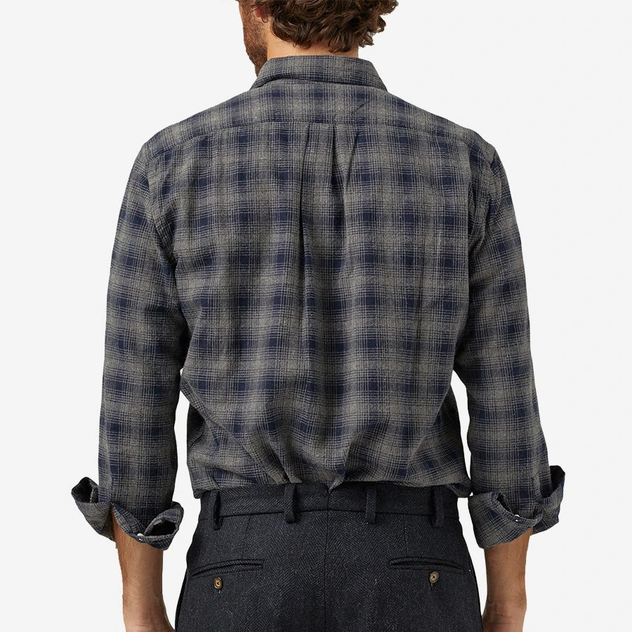 Portuguese Flannel Trinity Micro Check Flannel Shirt - Blue/Grey - Image 4