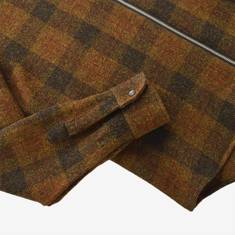 Outclass Attire Wool Zip-Up Overshirt - Brown Plaid - Image 3