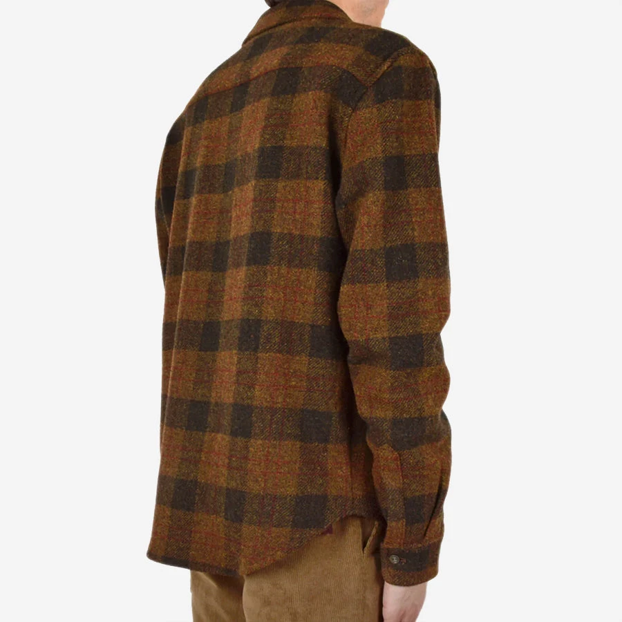 Outclass Attire Wool Zip-Up Overshirt - Brown Plaid - Image 7