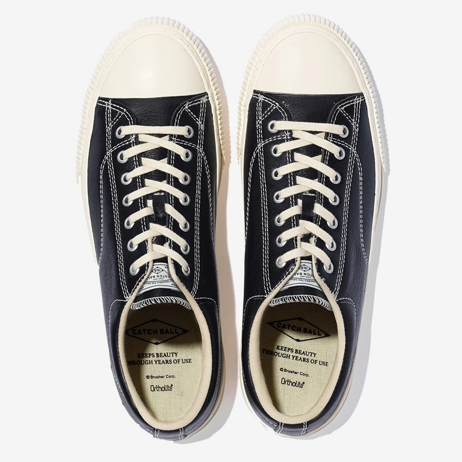CATCH BALL Military Standard Leather Low Sneaker - Black - Image 4