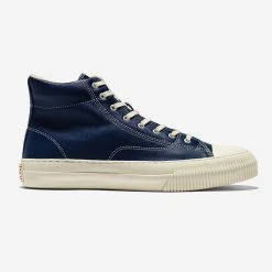 CATCH BALL Military Standard Leather High Sneaker - Navy